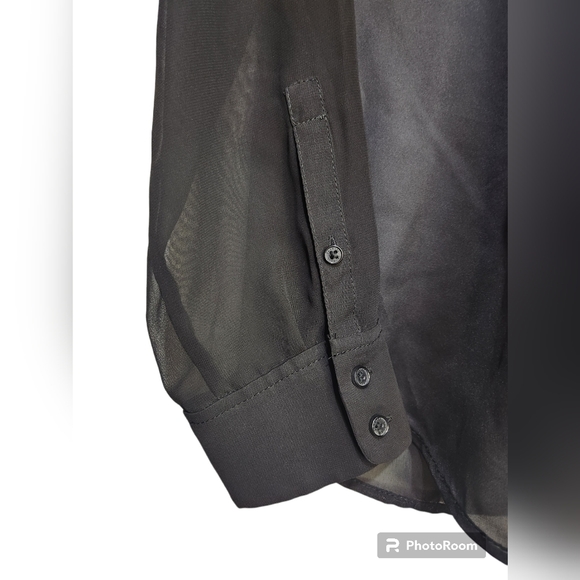 Express Collared Sheer Blouse Small Petite - Picture 3 of 6